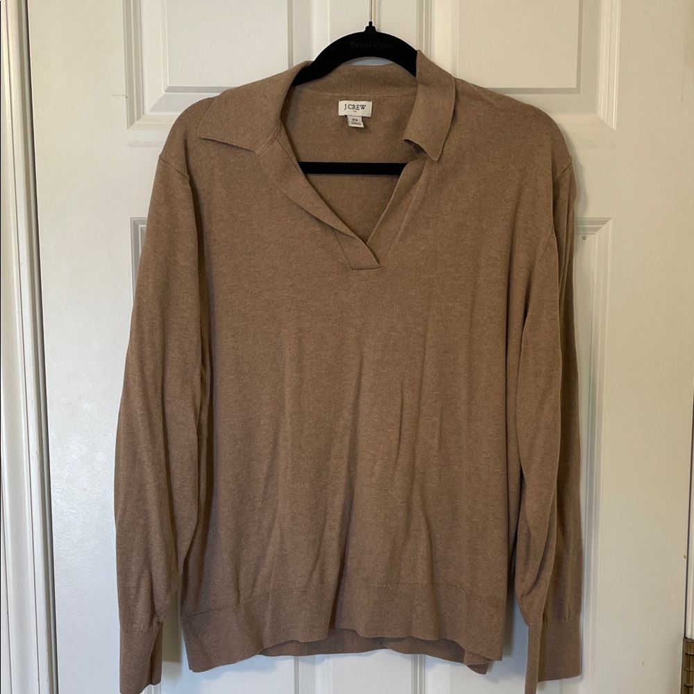 J. Crew Women's V-Neck Sweater in Camel Tan